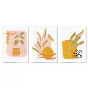 Set of Abstract Minimal Flower Drawings Wall Art