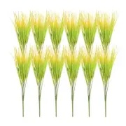 12Pcs Artificial Grass Plants, 15.7" Plastic Fake Wheat Grass Greenery, Yellow