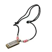 Real Playable Hohner Mini Harmonica Necklace in Key of C, Model M38N - Pink
