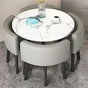 Snaweo Office Reception Room Club Table, Small Conference Room Negotiation Table Sets, Coffee Table and Chair Set, with 4 Dining Table Soft Backrest Seat, for Coffee Bakery Lounge(Light gray,35.4in/90