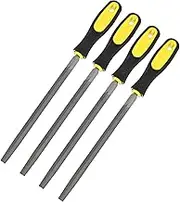 uxcell 4-Pack Triangular Metal File 8 Inch, High Carbon Steel File Diamond File Hand File W PVC Grip Handle for Wood/Metal/Ceramic/Glass/Stone/Jewelry/Tile/Model/DIY/Sharpening File