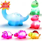 6 Pack Dinosaur Bath Toys, Light-Up Floating Pool Toys for Toddlers & Kids