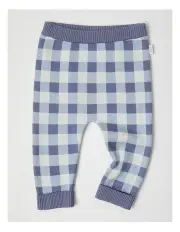[Sprout] Essential Check Intarsia Knit Leggings in Stonewash