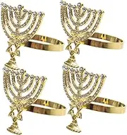 NAMOARLY Hanukkah Decorations Napkin Rings Jewish Holiday Chanukah Menorah Serviette Holders for Dinner Table