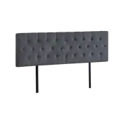 Linen Fabric King Bed Deluxe Headboard Bedhead - Grey