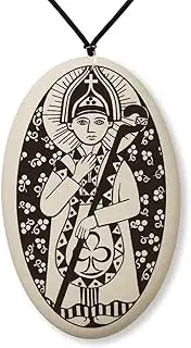 [Touchstone Pottery] Saint Patrick Porcelain Medal on Braided Cord | Patron of Ireland, Ceramic, not gem type