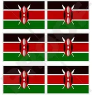 Kenya Kenyan Flag, East Africa African 1.6" (40mm) Vinyl Bumper-Helmet Stickers, Decals x6