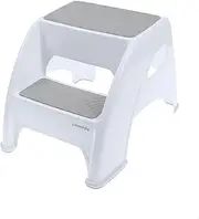 Dreambaby Toddler & Me 2 Up Step Stool, Toddler Step Stool Suitable for Adults, Holds Up to 135kg, Toilet Steps for Toddlers & Adults, Anti Slip Pads, Toilet Training Steps, Bathroom Stool - Grey