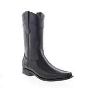 Los Altos Square Toe Stingray Rowstone Mens Black Wide Cowboy Western Boots