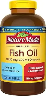 Nature Made Burp-Less Fish Oil 1000 mg Softgels, 320 Count for Heart Health† (Packaging May Vary)