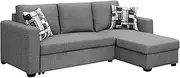Sarantino Fontana Grey Pullout Sofa Bed with Storage 3-Seater Corner Sofa Reversible Chaise Lounge