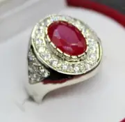Natural Red Ruby Ring Unheated Untreated Ruby Unisex Ruby Ring Silver 925