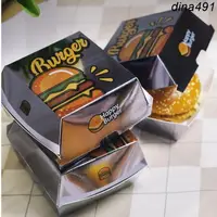 在飛比找蝦皮商城精選優惠-熱銷︱漢堡盒 網紅 免摺疊 美式漢堡打包盒 肯德基漢堡包便當