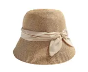 C86 Ladies Foldable Hat Sun Hat Sun Hat Bow Straw Hat Cover Face Fisherman Hat Vacation Travel Hat Outdoor Fishing Hat