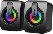 Mini RGB Gaming Speakers Powered Wired Desktop Subwoofer Voice Box Multi-Functional Mini Speakers for Laptop Home Office