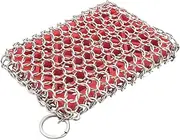 Cast Iron Cleaner, Premium 316 Stainless Steel cleaner Chainmail Scrubber with Silicone Insert for Cleaning Cast Iron Pan Pre-seasoned Pan Skillet Kitchen Utensils.