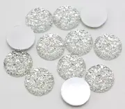 100 Clear Flatback Resin Round Cabochon Gems Pyramid Dotted Rhinestone 14mm