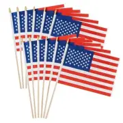 JOYIN 12 Pcs July 4th American Flags with Sticks, 11'' x 8'' Fabric USA Flags