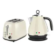 Vintage Electric Kettle & 2 Slice Toaster SET Combo Deal Stainless Steel Cream