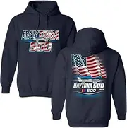Checkered Flag Sports NASCAR 2025 Daytona 500 Patriotic Hoodie Outerwear Sweatshirt Navy Blue
