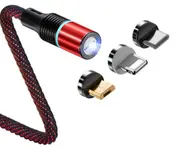 3 In 1 Multifunctional USB Fast Charge Magnetic Data Cable Round Magnetic Fast Charge Cable-1.2M