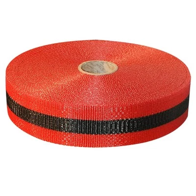 Woven Barricade Safety Tape - 2 in x 200 ft - Striped Webbed Polypropylene UV...