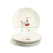 Grace Teaware Santa’s Reindeer Gift Dessert 8" Plates Set of 4