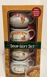 SEALED Retro Nostalgic Soup Bowls Box Mugs Gift Set with Chicken Noodle Soup Mix