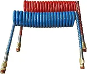Coiled AIR Set LINE Assembly RED & Blue Truck Trailer Brake Coil Set 15' Length; 2 X 12 Leads