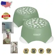 Compact Round Green Step Stool for Maximum Stability - Ideal for Kids, 2-Pack