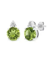 MaxColor Silver 2.20 ct. tw. Peridot Stud Earrings