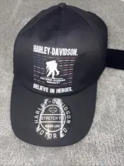 Harley-Davidson Mens M/L Wounded Warrior Project Hero Hat Cap Black Stretch Fit