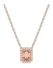 [Swarovski] Una Necklace Octagon Cut Rose Gold-Tone Plated in Pink