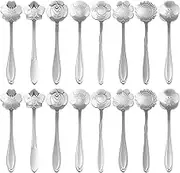 16 Pieces Tea Spoon Coffee Teaspoon Set, PBIEHSR Stainless Steel Flower Spoons for Stirring Drink Mixing Milkshake Jam