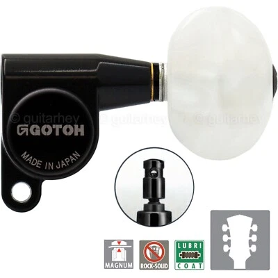 NEW Gotoh SG360-P1 MG Magnum Locking Tuners L3+R3 PEARL Buttons Set 3x3 - BLACK