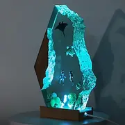 Ocean Resin Night Light, Handmade USB Wooden Table Lamp for Home Office Decor, Unique Art Ornament Christmas Gift