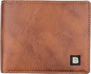 [Buffs] Vegan Leather Wallet for Mens- Black RFID Blocking Wallet for Mens with Hidden Coin Pocket | Bifold Mens Purse with Total 12 Slots/Pockets, Tan, Modern