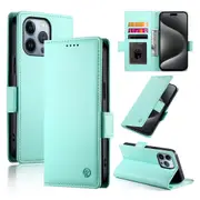 Wallet Case for IPhone 13 Pro,Slim Protective Shockproof Case With Card Holder,Premium PU Leather Kickstand-Light Green