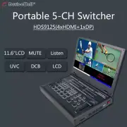 DeviceWell HDS9125 Portable 5-CH Video Switcher 4*HDMI+1*DP 11.6 inch LCD Screen