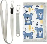 [Yoogain] White Blue Cute Bears slim wallet for men for woman Trendy wallets for men money clip with lanyard, white blue cute bears, 1 size, Fashion