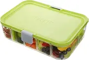 PackIt Flex Bento Food Storage Container, Lime Punch, Shatterproof Crystal Clear Base, with Leak-Resistant Lid, Flexible Dividers, Microwavable, Dishwasher Safe, Perfect for Customizing Lunch