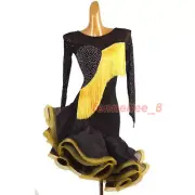 Latin Rumba Salsa Fishtail Dance Dress Fringes Ballroom Cha Cha Performance