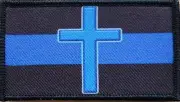 Law Enforcement Thin Blue Line with Cross Patch W/ VELCRO® Brand Fastener