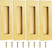 Malimali 6 Inch Gold Recessed Finger Flush Pulls for Pocket, Closet, Sliding Barn Door - Brushed Gold Stainless Steel Rectangular Door Pulls (4 Pack)