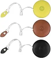 Sewing Tape Measure, Medical Body Cloth Tailor Craft Dieting Measuring Tape, 60 Inch/1.5M Dual Sided Retractable Ruler with Push Button Round(3 Pack, Black Brown Green)