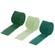 Chiffon Ribbon 1.5" x 10 Yard Fringe Ribbon, Cyan/Green/Dark Green