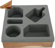 Couch Cup Holder Tray 10×10×3 Inch Silicone Couch Drink Holder with 360 Swivel Stand Waterproof Anti Spill Sofa Cup Holder Handy Silicone Bamboo Couch Caddy (Grey)