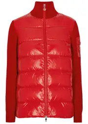 Moncler Quilted Shell and Wool Cardigan - Red - M M