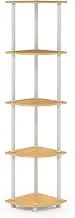 Furinno Turn-N-Tube 5-Tier Corner Display Rack Multipurpose Shelving Unit, Beech/White