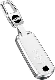 ontto Alu Alloy Car Key Fob Cover Keyring fit for Mazda MX5 CX-5 CX-7 CX-9 Mazda 6 Atenza Leather Remote Key Case Key Holder Keychain Accessories 2 Buttons White